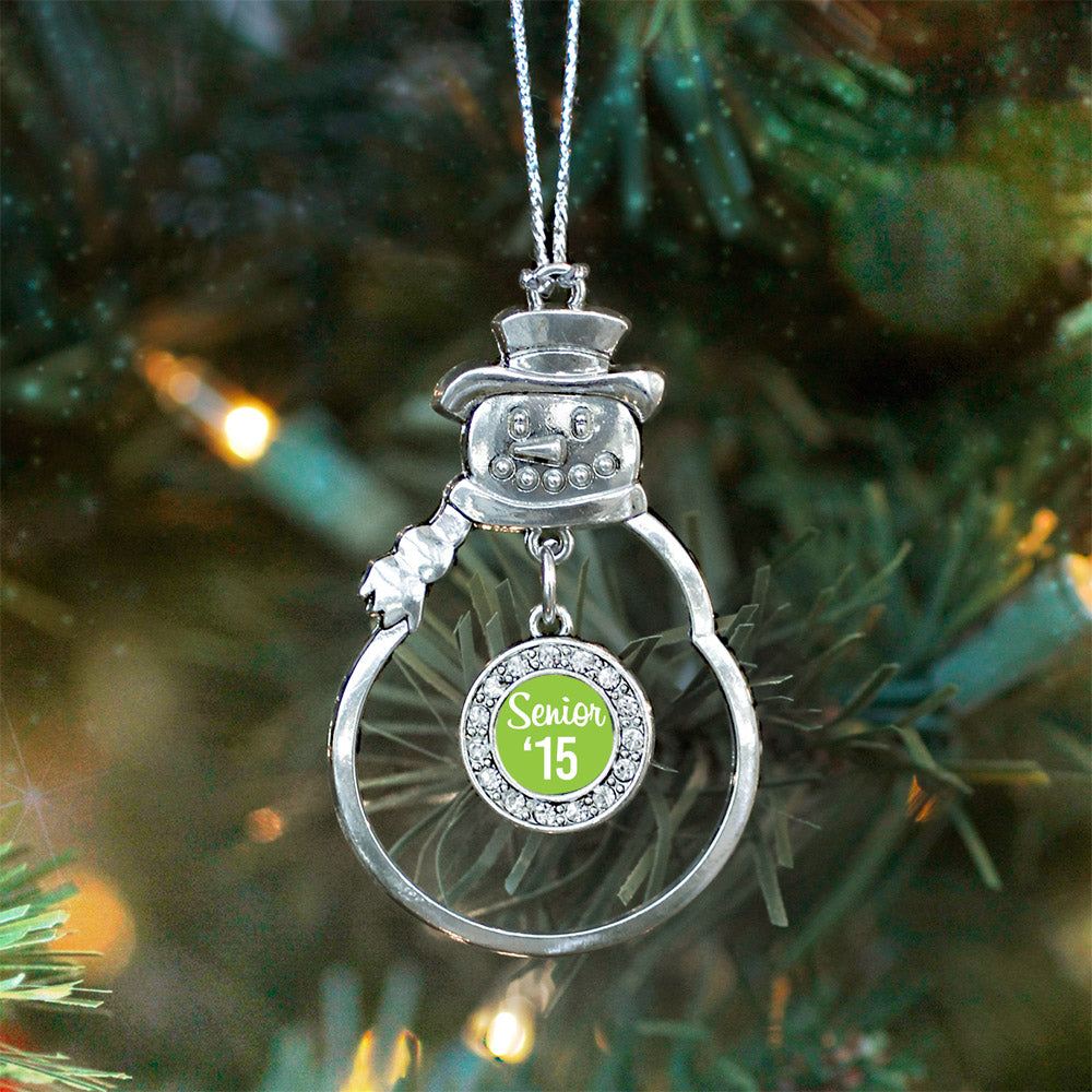 Lime Green Senior '15 Circle Charm Christmas / Holiday Ornament