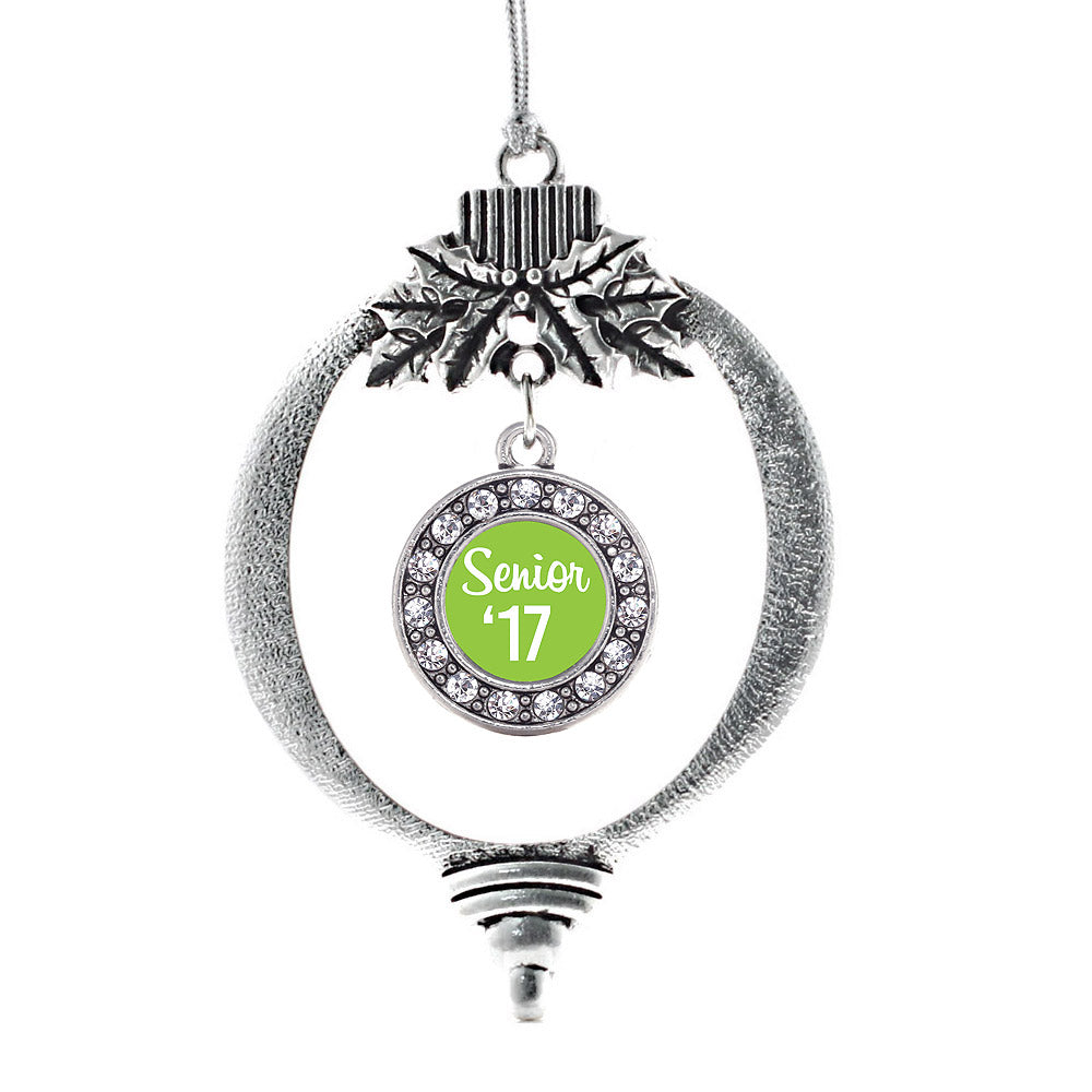 Lime Green Senior '17 Circle Charm Christmas / Holiday Ornament