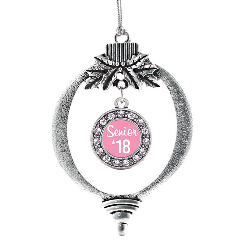 Pink Senior '18 Circle Charm Christmas / Holiday Ornament