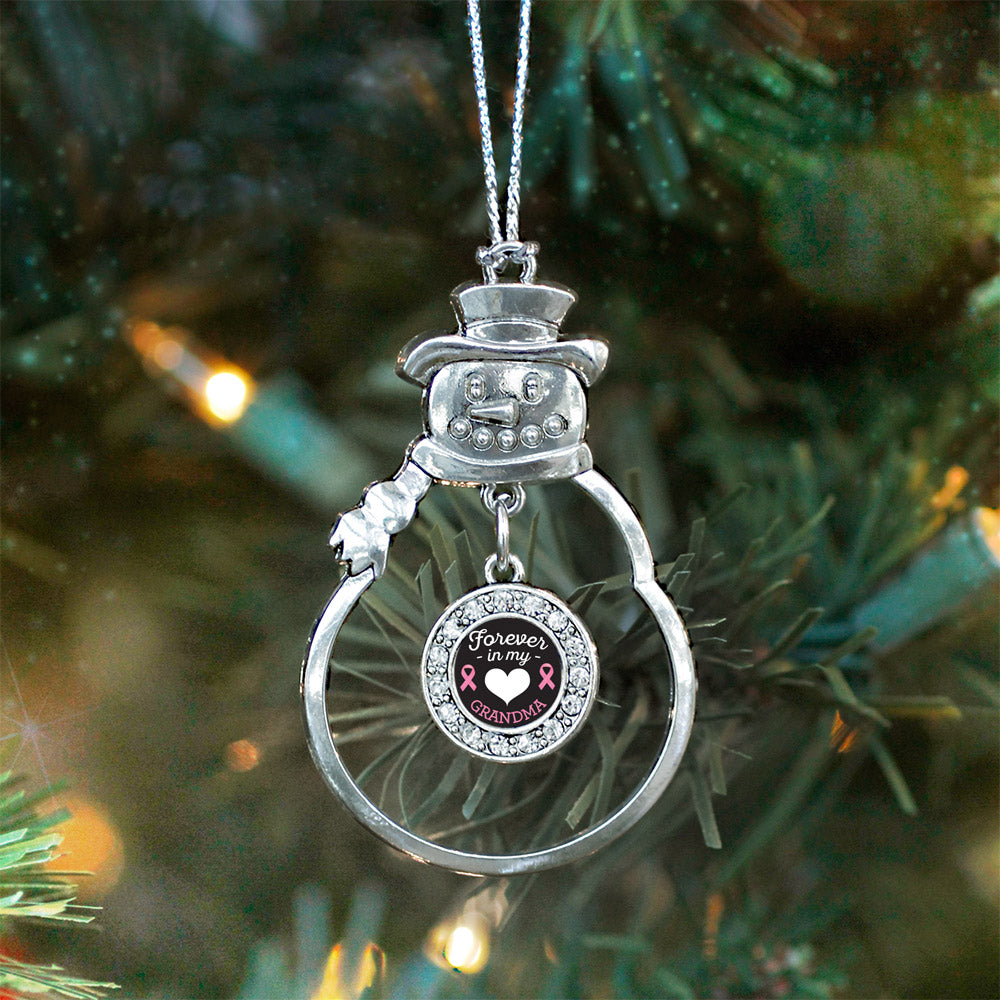 Forever in My Heart Grandma Breast Cancer Support Circle Charm Christmas / Holiday Ornament