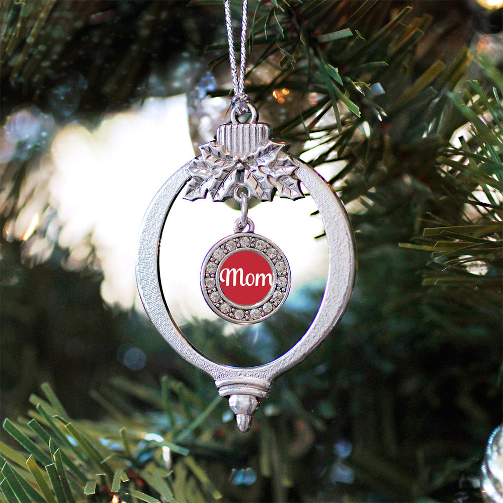 Mom Red Circle Charm Christmas / Holiday Ornament