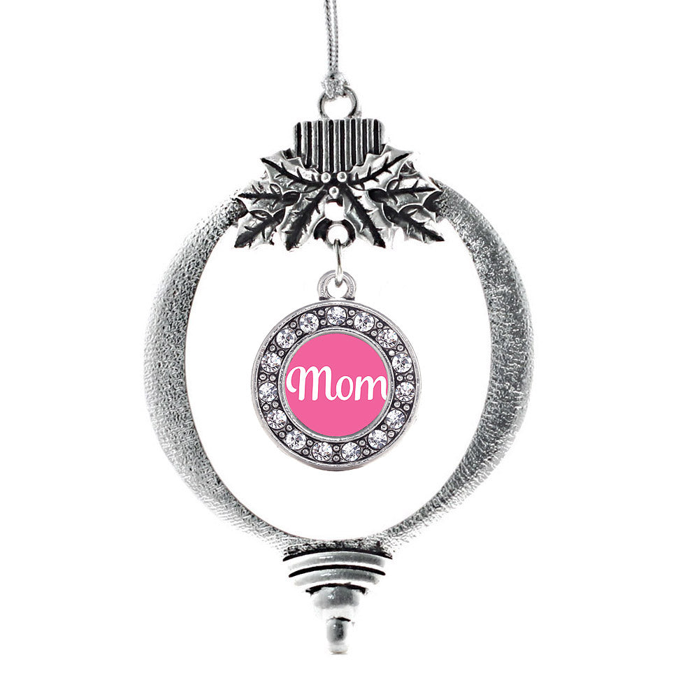 Mom Pink Circle Charm Christmas / Holiday Ornament