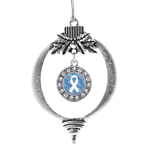 Paisly Awareness Ribbon Circle Charm Christmas / Holiday Ornament