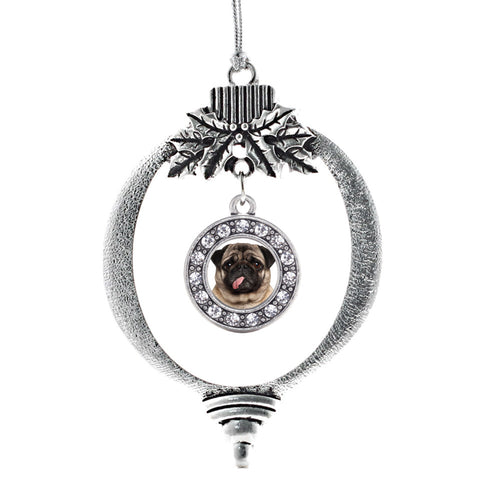 Pug Face Circle Charm Christmas / Holiday Ornament