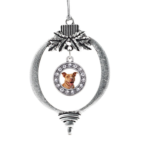 Red Pit Bull Circle Charm Christmas / Holiday Ornament