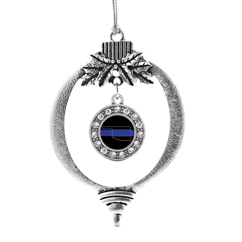 Oklahoma Thin Blue Line Circle Charm Christmas / Holiday Ornament