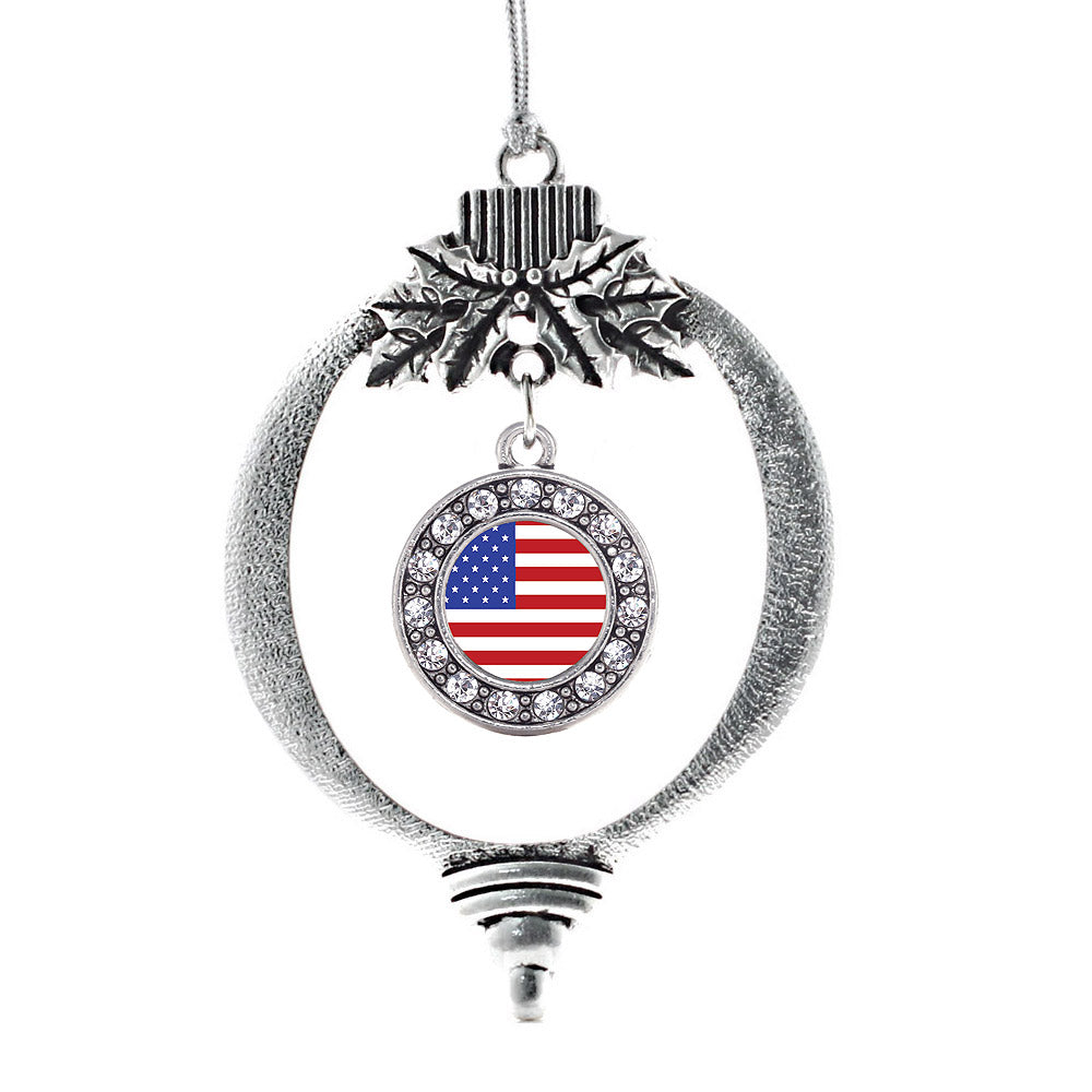 American Flag Circle Charm Christmas / Holiday Ornament