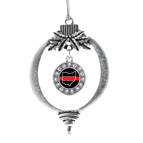 Ohio Thin Red Line Circle Charm Christmas / Holiday Ornament