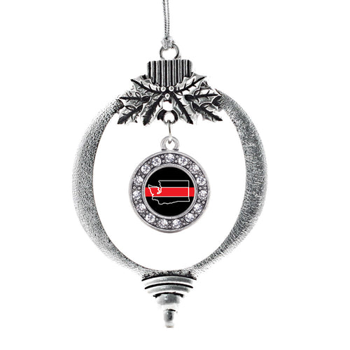 Washington Thin Red Line Circle Charm Christmas / Holiday Ornament