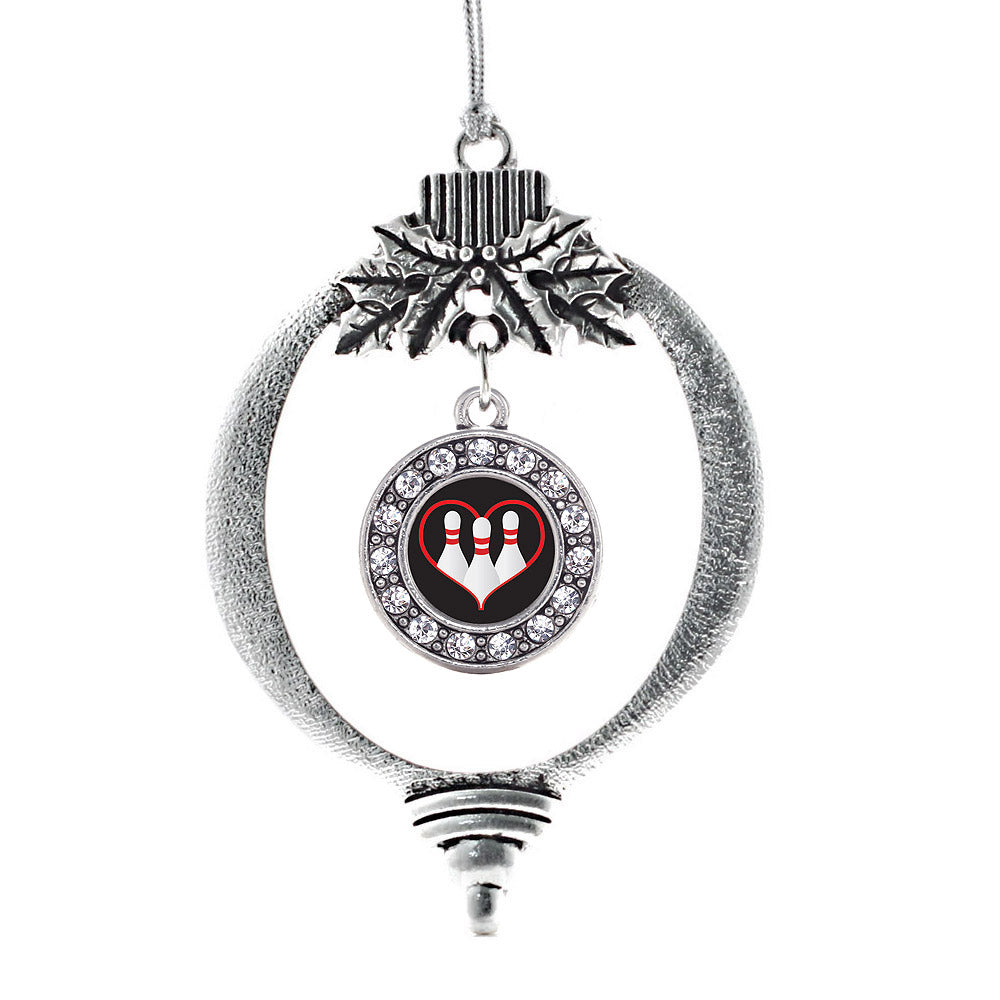 I Heart Bowling Circle Charm Christmas / Holiday Ornament