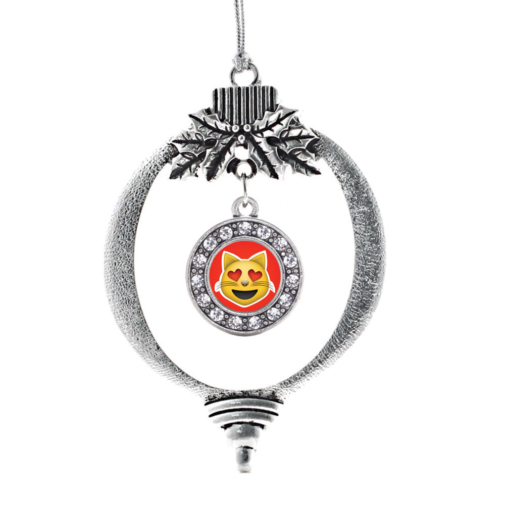 Cat Heart Emoji Circle Charm Christmas / Holiday Ornament