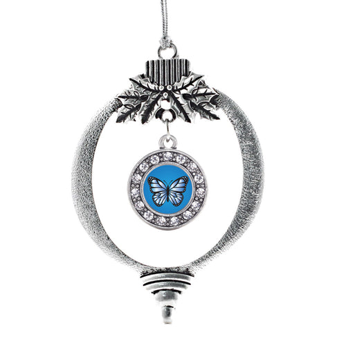 Azure Butterfly Circle Charm Christmas / Holiday Ornament