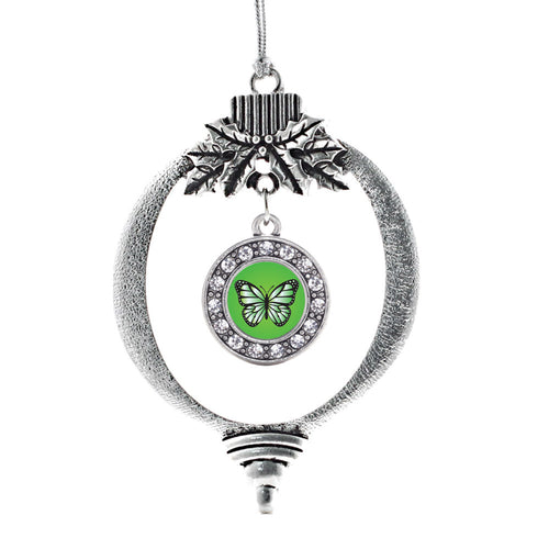 Green Butterfly Circle Charm Christmas / Holiday Ornament