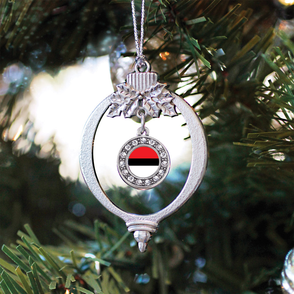 Red and White Ball Circle Charm Christmas / Holiday Ornament