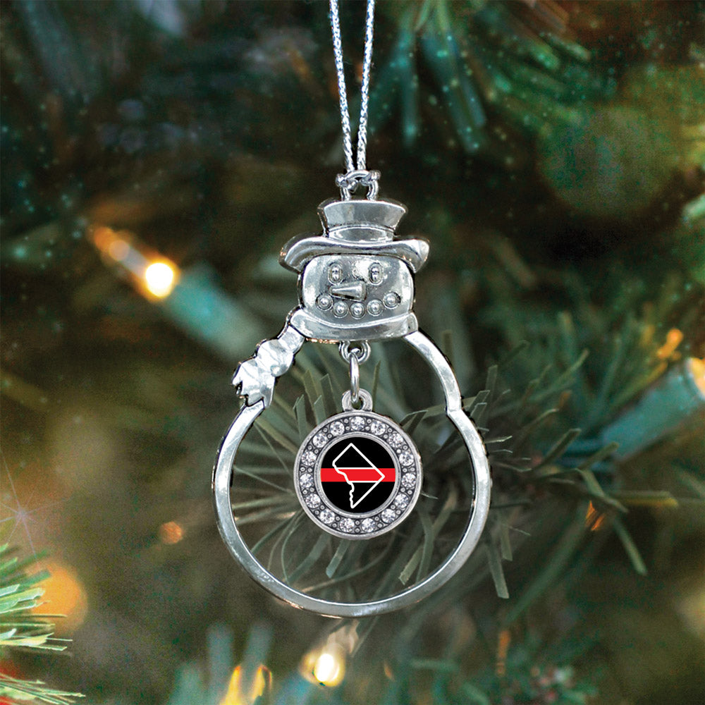 District of Columbia Thin Red Line Circle Charm Christmas / Holiday Ornament