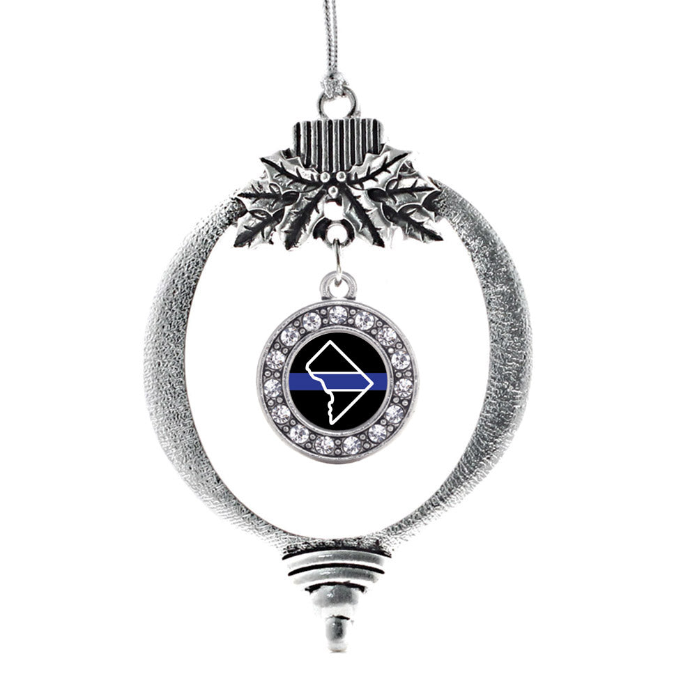 District of Columbia Thin Blue Line Circle Charm Christmas / Holiday Ornament
