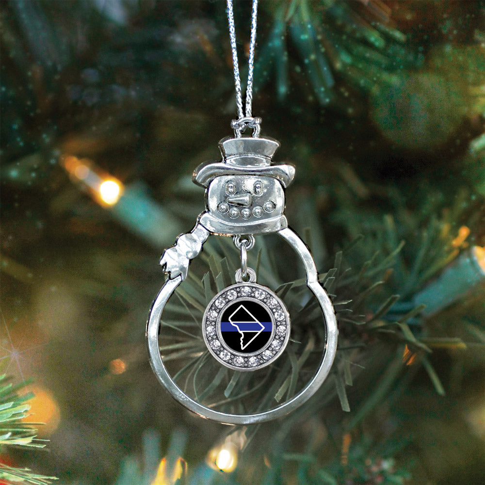 District of Columbia Thin Blue Line Circle Charm Christmas / Holiday Ornament