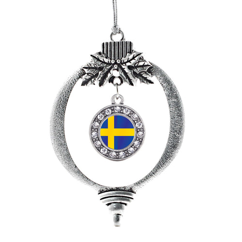 Sweden Flag Circle Charm Christmas / Holiday Ornament