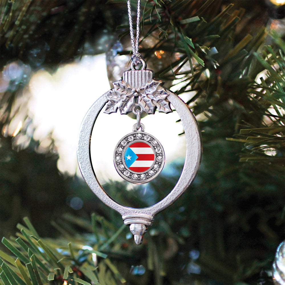 Puerto Rico Flag Circle Charm Christmas / Holiday Ornament