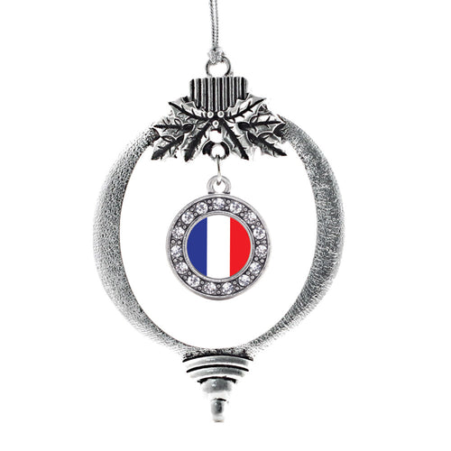 France Flag Circle Charm Christmas / Holiday Ornament