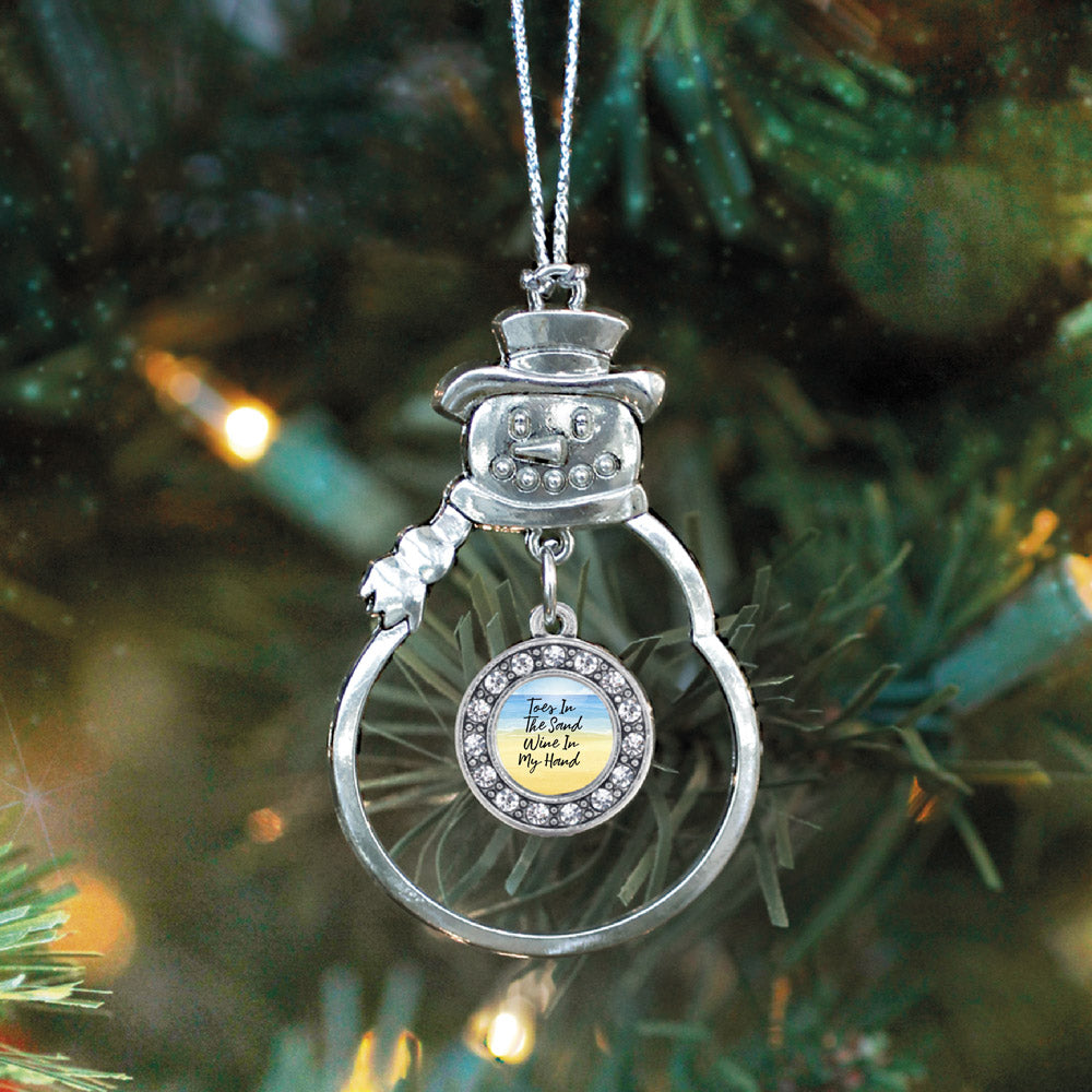 Toes In The Sand, Wine In My Hand Circle Charm Christmas / Holiday Ornament