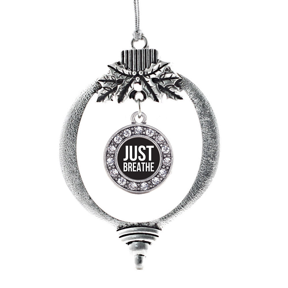 Just Breathe Black Circle Charm Christmas / Holiday Ornament