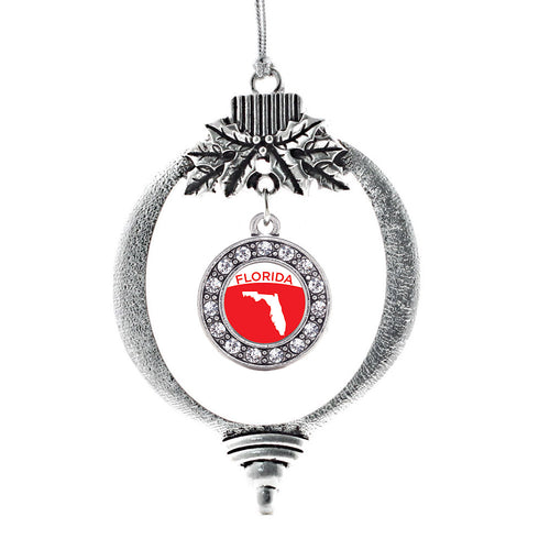 Florida Outline Circle Charm Christmas / Holiday Ornament