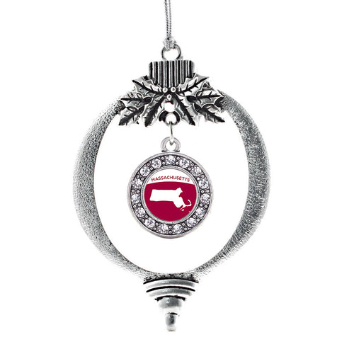 Massachusetts Outline Circle Charm Christmas / Holiday Ornament