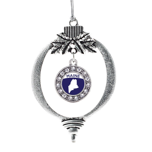 Maine Outline Circle Charm Christmas / Holiday Ornament