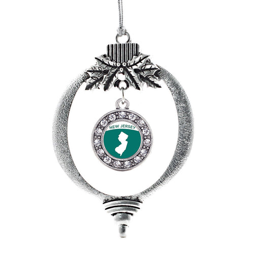 New Jersey Outline Circle Charm Christmas / Holiday Ornament