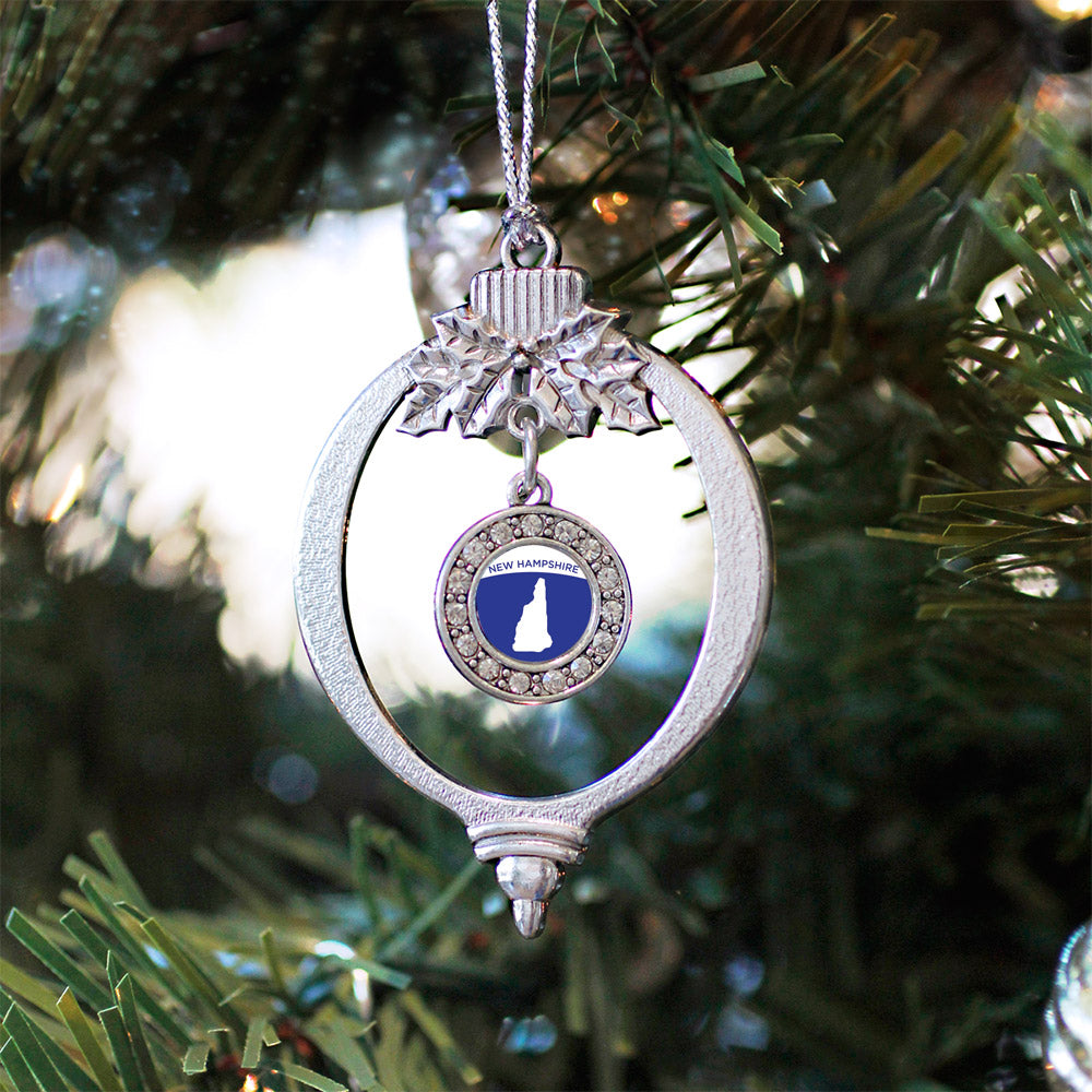 New Hampshire Outline Circle Charm Christmas / Holiday Ornament