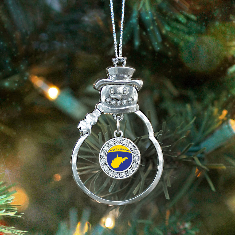 West Virginia Outline Circle Charm Christmas / Holiday Ornament