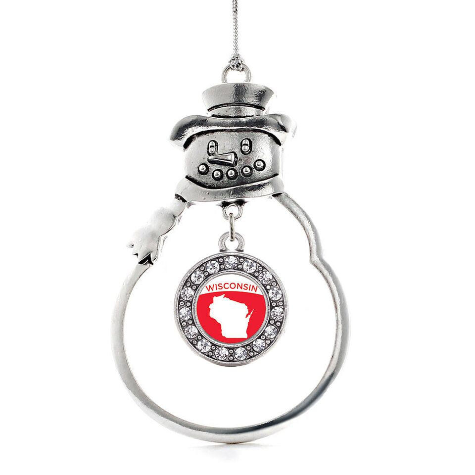 Wisconsin Outline Circle Charm Christmas / Holiday Ornament