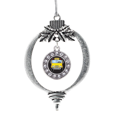 School Bus Circle Charm Christmas / Holiday Ornament