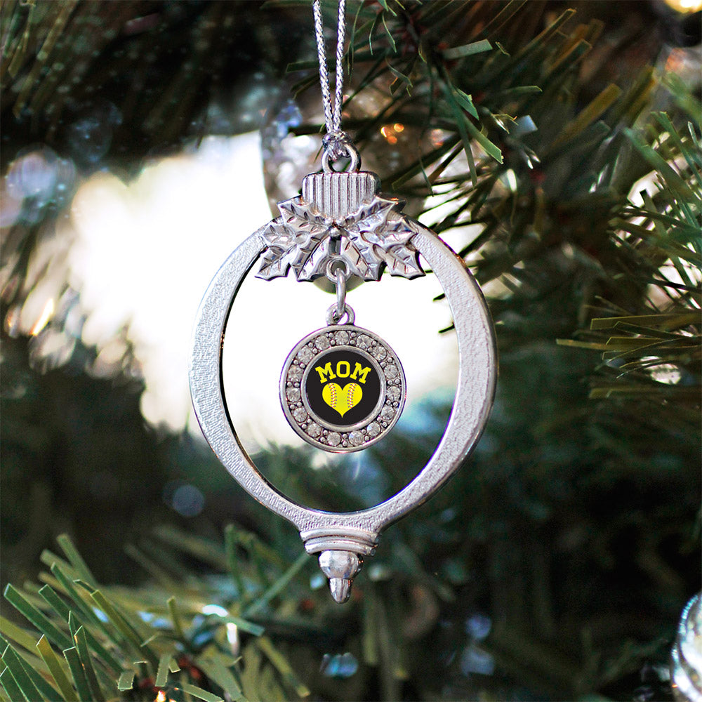 Softball Mom Circle Charm Christmas / Holiday Ornament