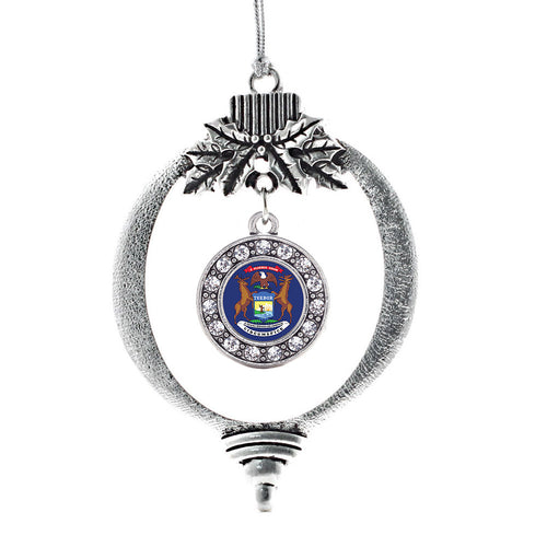 Michigan Flag Circle Charm Christmas / Holiday Ornament