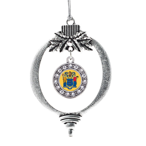 New Jersey Flag Circle Charm Christmas / Holiday Ornament