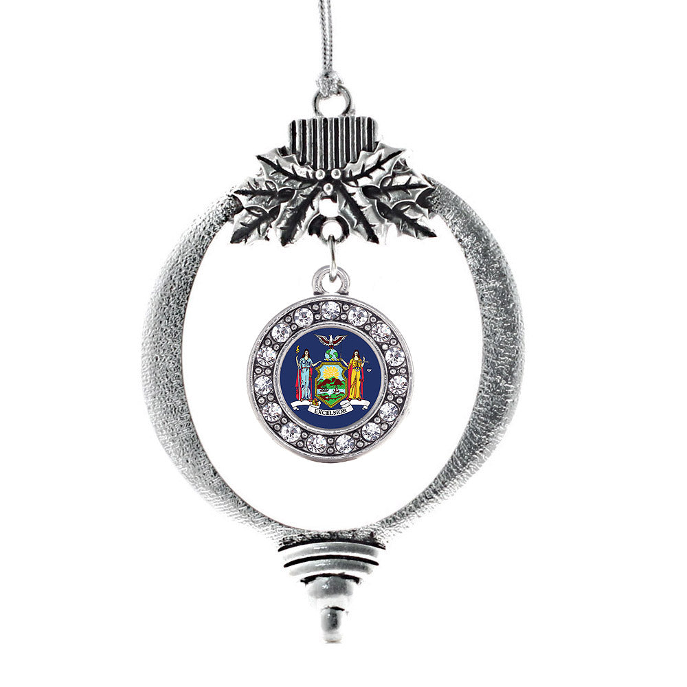 New York Flag Circle Charm Christmas / Holiday Ornament