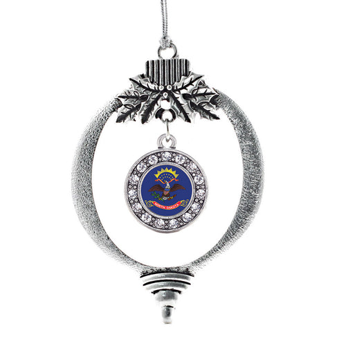North Dakota Flag Circle Charm Christmas / Holiday Ornament