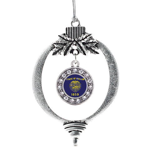 Oregon Flag Circle Charm Christmas / Holiday Ornament