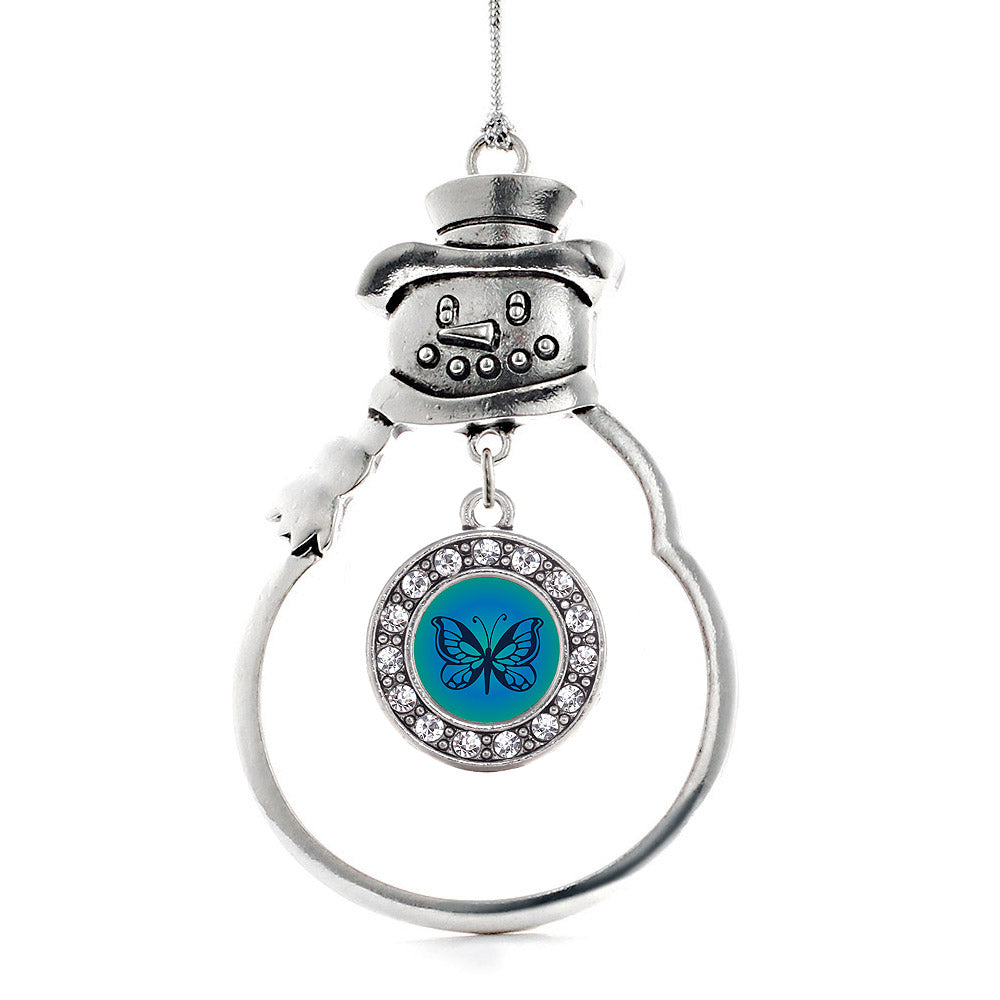 Blue Butterfly Circle Charm Christmas / Holiday Ornament