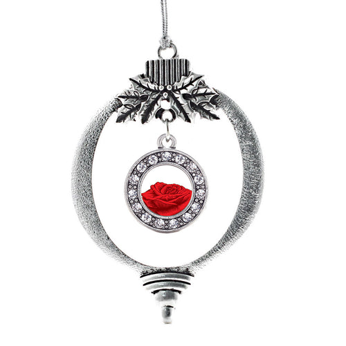 Red Rose Circle Charm Christmas / Holiday Ornament