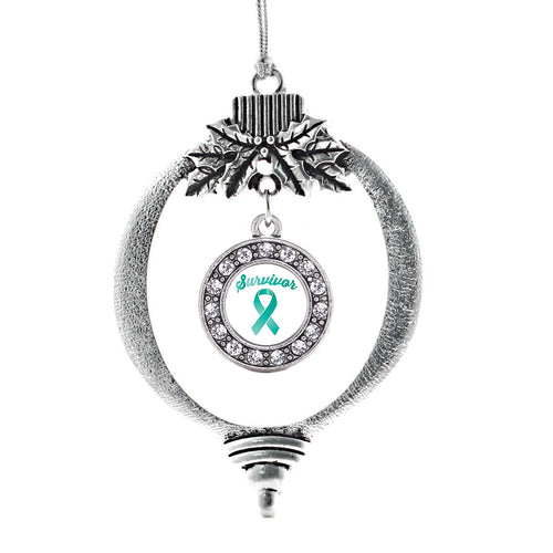 Teal Ribbon Survivor Circle Charm Christmas / Holiday Ornament