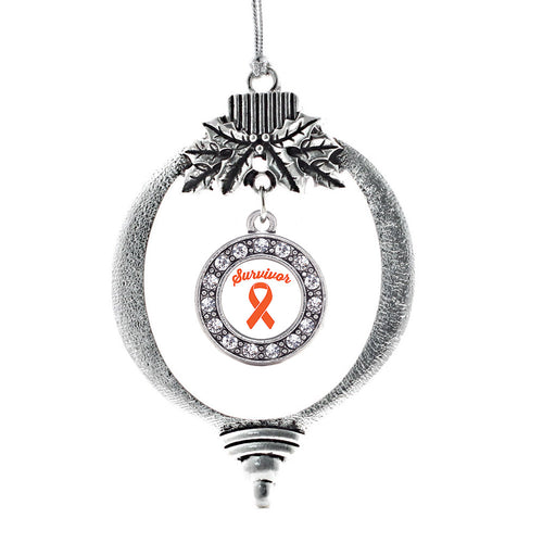 Orange Ribbon Survivor Circle Charm Christmas / Holiday Ornament