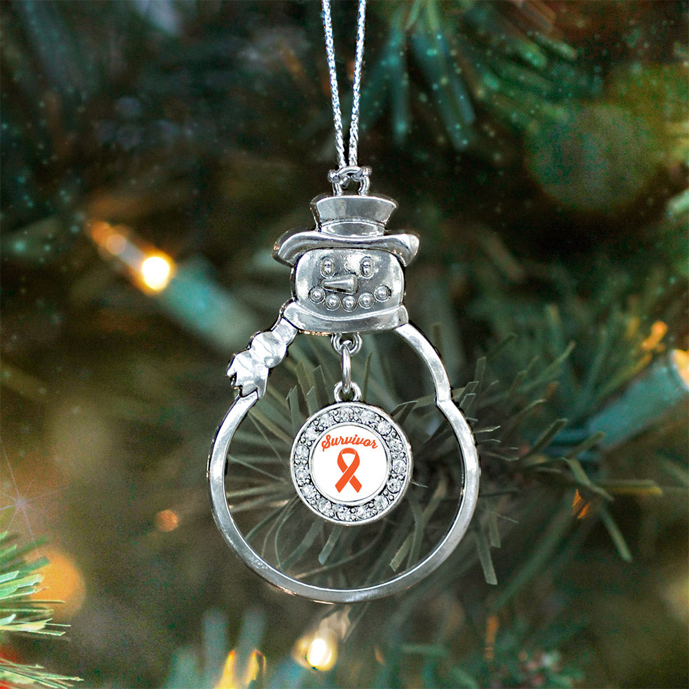 Orange Ribbon Survivor Circle Charm Christmas / Holiday Ornament