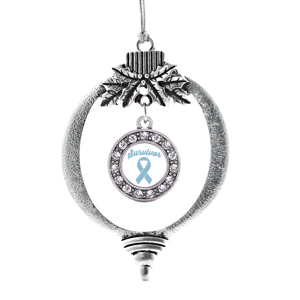Light Blue Survivor Circle Charm Christmas / Holiday Ornament