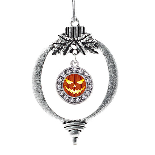 Grinning Pumpkin Circle Charm Christmas / Holiday Ornament