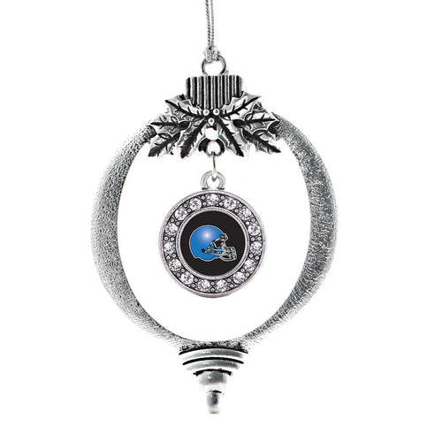 Black and Blue Team Helmet Circle Charm Christmas / Holiday Ornament