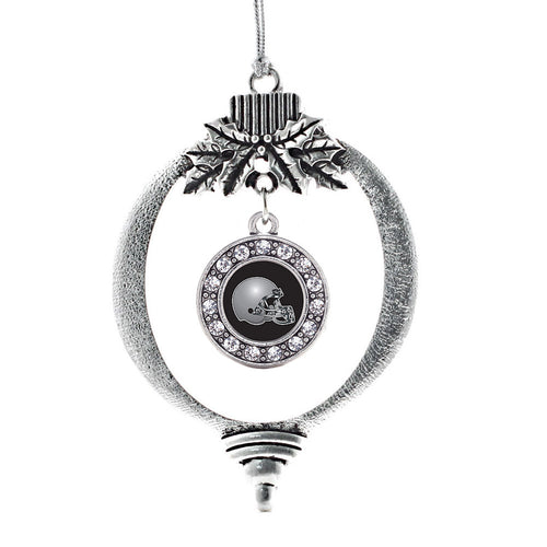 Black and Grey Team Helmet Circle Charm Christmas / Holiday Ornament