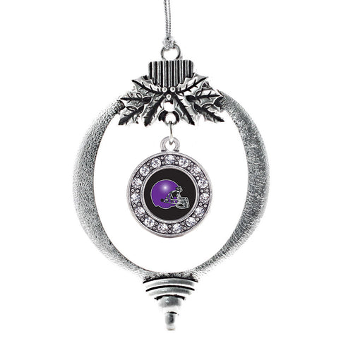 Black and Purple Team Helmet Circle Charm Christmas / Holiday Ornament